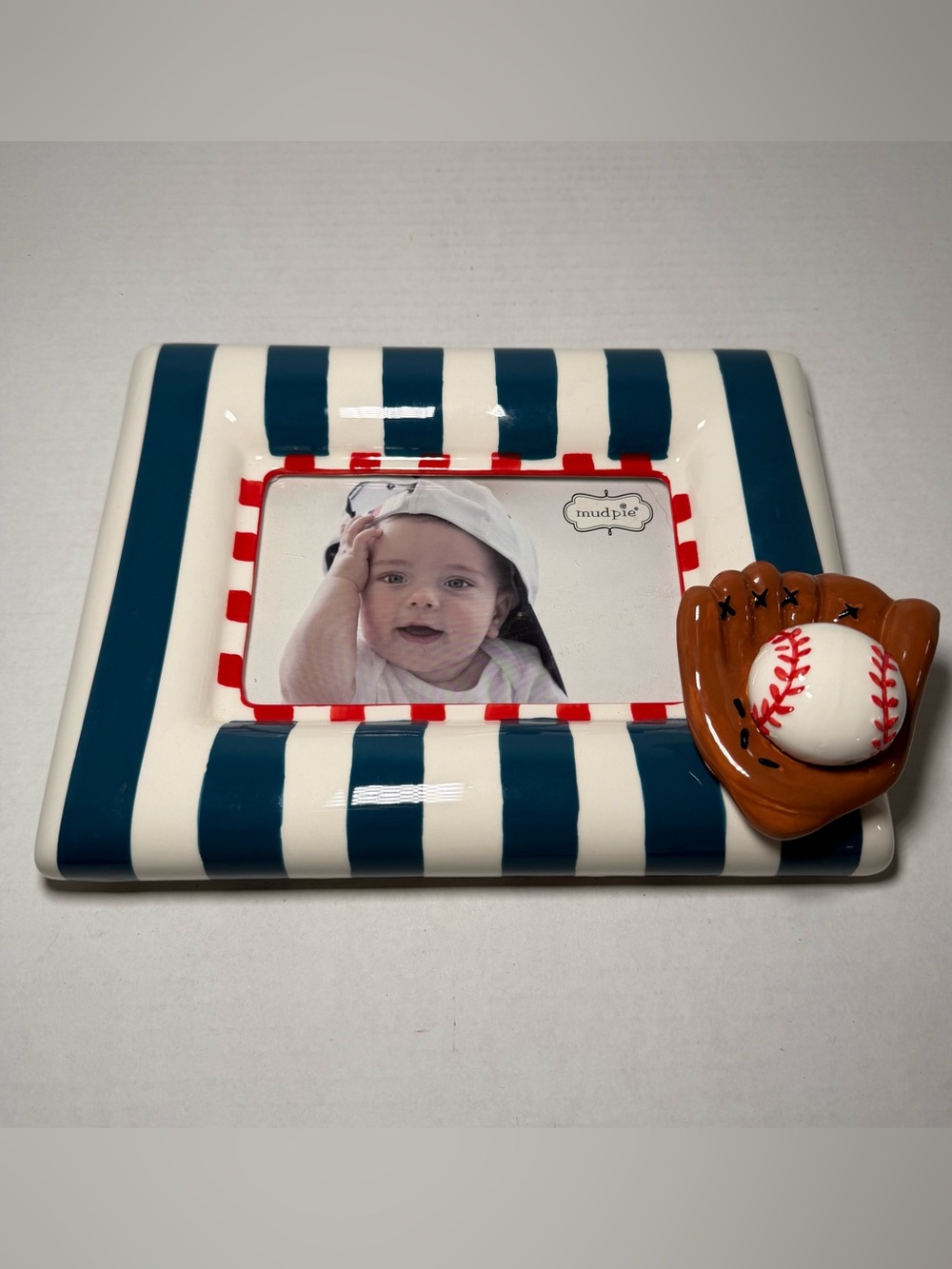 Mud Pie 3D Pariotic Baseball Rectangle Photo Frame Epic Coaches Gift Fun